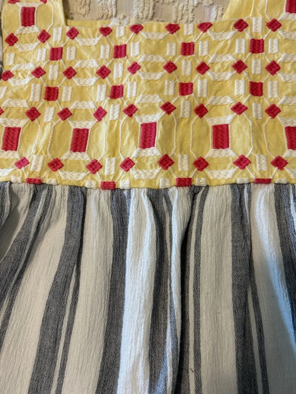 Free People Yellow and Cream Textured Peplum Top - Picture 2 of 8